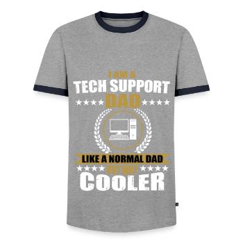 Funny Technical Support Dad Outfit Father's Day - Men's Ringer Shirt - grey/navy  - Front - AI Model Female 172 light (172cm) & AI Model Male 178 light (178cm)