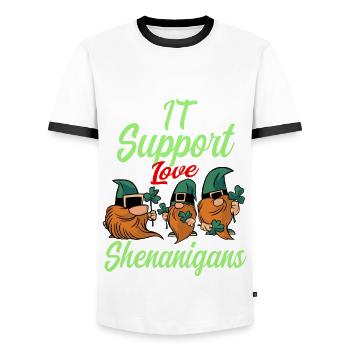 Soutien informatique Fête de la Saint-Patrick - T-shirt contrasté Homme - blanc/noir - Devant - AI Model Female 172 light (172cm) & AI Model Male 178 dark (178cm)