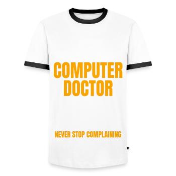 Drôle de support informatique Conception Docteur en informatique - T-shirt contrasté Homme - blanc/noir - Devant - AI Model Female 172 light (172cm) & AI Model Male 178 dark (178cm)