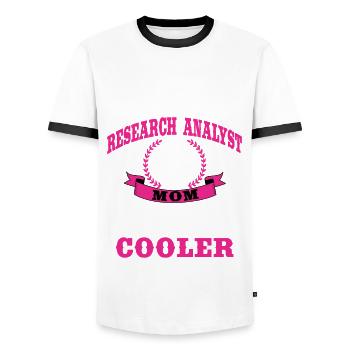 Research Analyst Mom Mother's Day Outfit - Men's Ringer Shirt - white/black - Front - AI Model Female 172 light (172cm) & AI Model Male 178 dark (178cm)