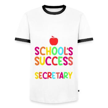 School secretary - Men's Ringer Shirt - white/black - Front - AI Model Female 172 light (172cm) & AI Model Male 178 dark (178cm)
