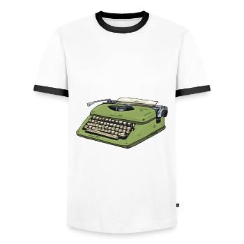 Leicht Von Schreibmaschinen Abgelenkt - Männer Kontrast-T-Shirt - Weiß/Schwarz - Vorne - AI Model Female 172 light (172cm) & AI Model Male 178 dark (178cm)