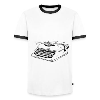 Vintage Schreibmaschine - Männer Kontrast-T-Shirt - Weiß/Schwarz - Vorne - AI Model Female 172 light (172cm) & AI Model Male 178 dark (178cm)