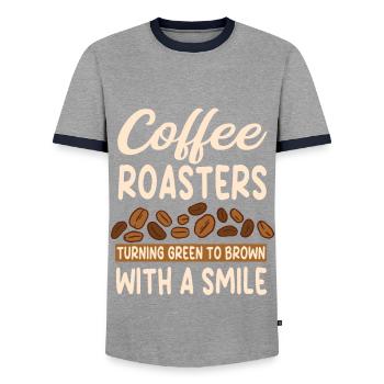 Tolles Kaffeeröst Outfit - Männer Kontrast-T-Shirt - Grau/Navy  - Vorne - AI Model Female 172 light (172cm) & AI Model Male 178 light (178cm)