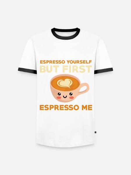 Funny Espresso Lover Costume - Men's Ringer Shirt - white/black