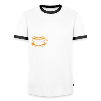 Funny espresso lover saying - Men's Ringer Shirt - white/black - Front - AI Model Female 172 light (172cm) & AI Model Male 178 dark (178cm)