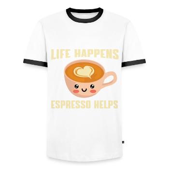 Lustiges Espresso-li Liebhaber Design - Männer Kontrast-T-Shirt - Weiß/Schwarz - Vorne - AI Model Female 172 light (172cm) & AI Model Male 178 dark (178cm)