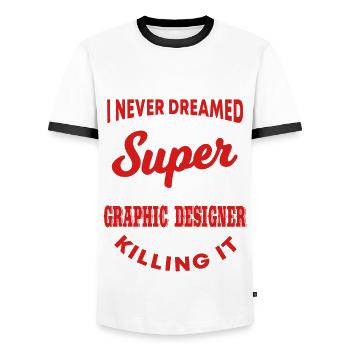 Funny Graphic Designer Saying - Men's Ringer Shirt - white/black - Front - AI Model Female 172 light (172cm) & AI Model Male 178 dark (178cm)