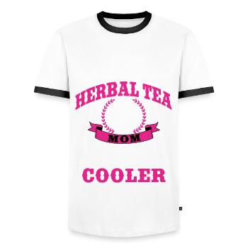 Funny Herbal Tea Mom Design Women - Men's Ringer Shirt - white/black - Front - AI Model Female 172 light (172cm) & AI Model Male 178 dark (178cm)