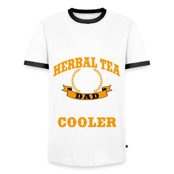 Funny Herbal Tea Papa Design Men - Men's Ringer Shirt - white/black - Front - AI Model Female 172 light (172cm) & AI Model Male 178 dark (178cm)