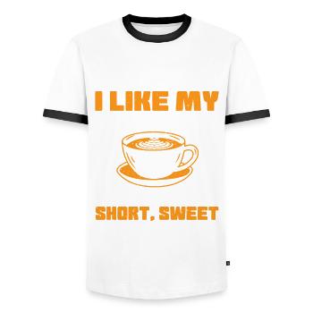 Italian macchiato saying - Men's Ringer Shirt - white/black - Front - AI Model Female 172 light (172cm) & AI Model Male 178 dark (178cm)