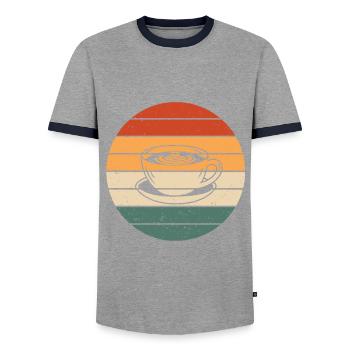 Tasse Cappuccino Rétro - T-shirt contrasté Homme - gris/marine  - Devant - AI Model Female 172 light (172cm) & AI Model Male 178 light (178cm)