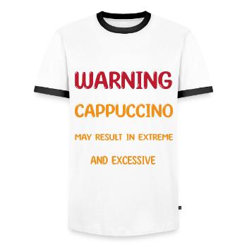 Funny cappuccino saying barista - Men's Ringer Shirt - white/black - Front - AI Model Female 172 light (172cm) & AI Model Male 178 dark (178cm)