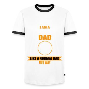 Cappuccino Papa Outfit Barista - Männer Kontrast-T-Shirt - Weiß/Schwarz - Vorne - AI Model Female 172 light (172cm) & AI Model Male 178 dark (178cm)