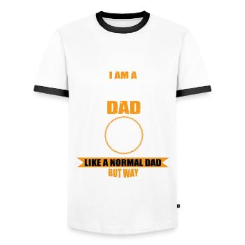 Latte Papa Coffee Drinker - Men's Ringer Shirt - white/black - Front - AI Model Female 172 light (172cm) & AI Model Male 178 dark (178cm)