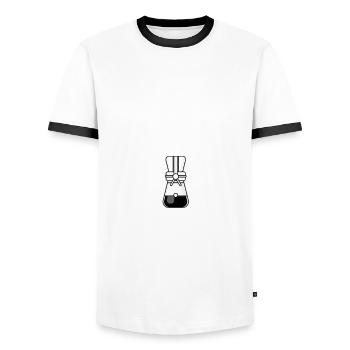 Hand-filtered coffee lovers - Men's Ringer Shirt - white/black - Front - AI Model Female 172 light (172cm) & AI Model Male 178 dark (178cm)