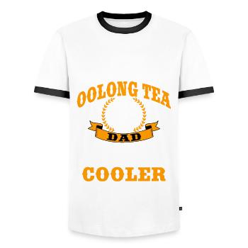 Oolong Tea Dad for Father's Day - Men's Ringer Shirt - white/black - Front - AI Model Female 172 light (172cm) & AI Model Male 178 dark (178cm)