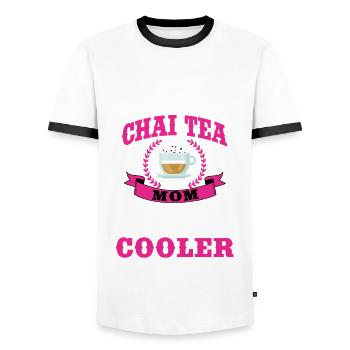 Funny Chai Tea Mom Outfit Women - Men's Ringer Shirt - white/black - Front - AI Model Female 172 light (172cm) & AI Model Male 178 dark (178cm)