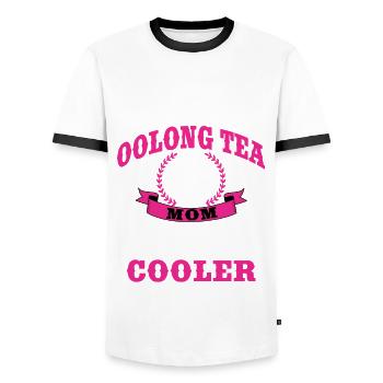 Great Oolong Tea Mama for Mother's Day - Men's Ringer Shirt - white/black - Front - AI Model Female 172 light (172cm) & AI Model Male 178 dark (178cm)