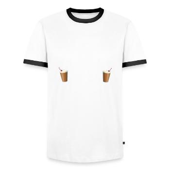 Lustiger Chai Latte Und Hundebesitzer - Männer Kontrast-T-Shirt - Weiß/Schwarz - Vorne - AI Model Female 172 light (172cm) & AI Model Male 178 dark (178cm)