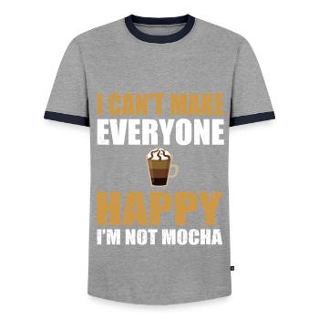 Drôle d’amateur de café moka disant - T-shirt contrasté Homme - gris/marine  - Devant - AI Model Female 172 light (172cm) & AI Model Male 178 light (178cm)