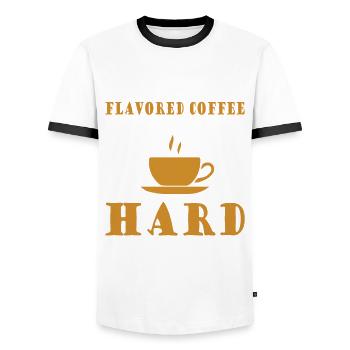 Lustiger Aromatisierter Kaffee Spruch - Männer Kontrast-T-Shirt - Weiß/Schwarz - Vorne - AI Model Female 172 light (172cm) & AI Model Male 178 dark (178cm)