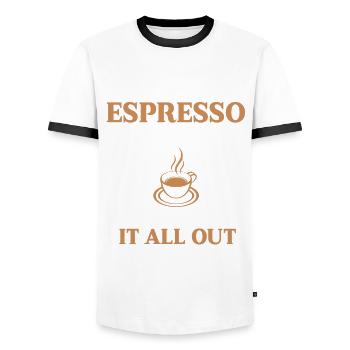 Lustiger Liebhaber Von Gemischtem Kaffee - Männer Kontrast-T-Shirt - Weiß/Schwarz - Vorne - AI Model Female 172 light (172cm) & AI Model Male 178 dark (178cm)