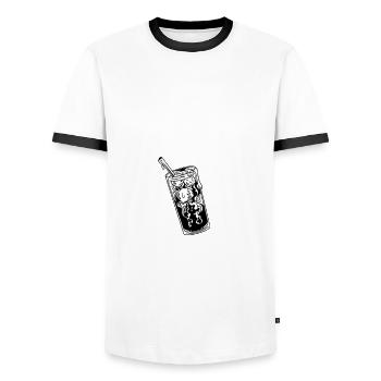 Instant Human: Il suffit d’ajouter une infusion froide - T-shirt contrasté Homme - blanc/noir - Devant - AI Model Female 172 light (172cm) & AI Model Male 178 dark (178cm)