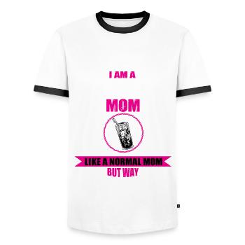 Drôle de Cold Brew Mama - T-shirt contrasté Homme - blanc/noir - Devant - AI Model Female 172 light (172cm) & AI Model Male 178 dark (178cm)