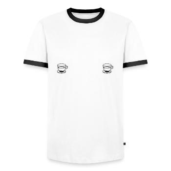 Lustiges Cold Brew Und Katzenliebhaber - Männer Kontrast-T-Shirt - Weiß/Schwarz - Vorne - AI Model Female 172 light (172cm) & AI Model Male 178 dark (178cm)