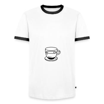 Instant Human Just add red eyes - Men's Ringer Shirt - white/black - Front - AI Model Female 172 light (172cm) & AI Model Male 178 dark (178cm)
