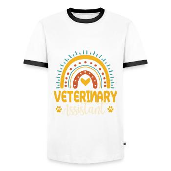 Cute Veterinarian Assistant Design - Men's Ringer Shirt - white/black - Front - AI Model Female 172 light (172cm) & AI Model Male 178 dark (178cm)