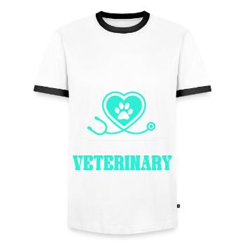 Veterinarian assistant saying - Men's Ringer Shirt - white/black - Front - AI Model Female 172 light (172cm) & AI Model Male 178 dark (178cm)