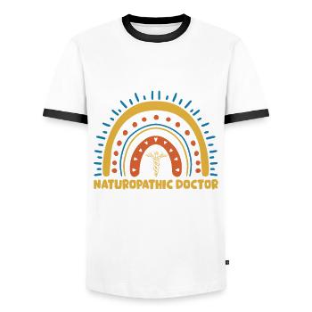 Cute naturopathic doctor Boho Rainbow - Men's Ringer Shirt - white/black - Front - AI Model Female 172 light (172cm) & AI Model Male 178 dark (178cm)
