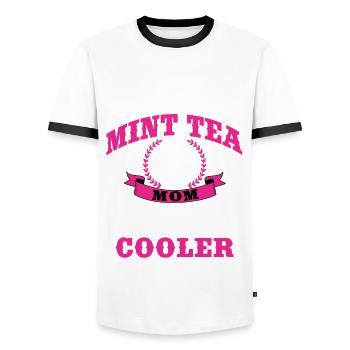 Menthe Thé Maman Tenue Thé Buvant du thé Femmes - T-shirt contrasté Homme - blanc/noir - Devant - AI Model Female 172 light (172cm) & AI Model Male 178 dark (178cm)