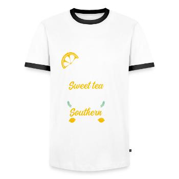 Cute tea glass outfit southerners - Men's Ringer Shirt - white/black - Front - AI Model Female 172 light (172cm) & AI Model Male 178 dark (178cm)