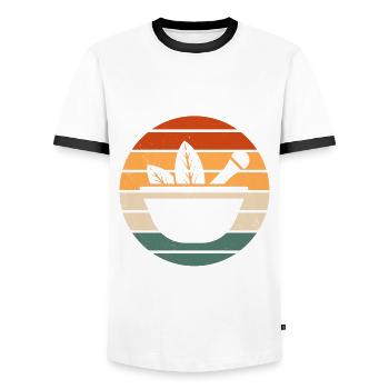 Retro Kräuter Und Mörser Design - Männer Kontrast-T-Shirt - Weiß/Schwarz - Vorne - AI Model Female 172 light (172cm) & AI Model Male 178 dark (178cm)