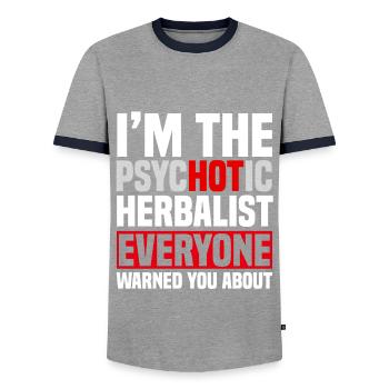 Funny Herbalist Costume Humor Herbalism - Men's Ringer Shirt - grey/navy  - Front - AI Model Female 172 light (172cm) & AI Model Male 178 light (178cm)