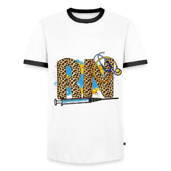 Funny Registered Nurse Humor - Men's Ringer Shirt - white/black - Front - AI Model Female 172 light (172cm) & AI Model Male 178 dark (178cm)