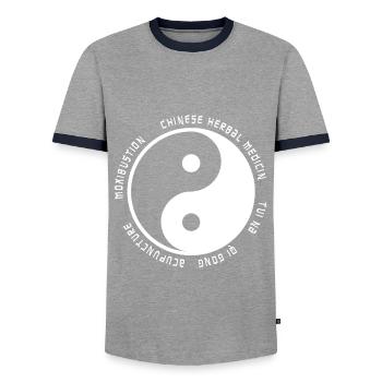 Traditionelle Chinesische Medizin Yin Yang - Männer Kontrast-T-Shirt - Grau/Navy  - Vorne - AI Model Female 172 light (172cm) & AI Model Male 178 light (178cm)