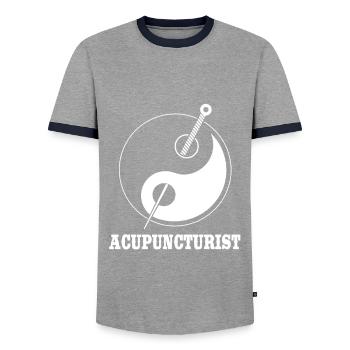 Acupuncteur Yin Yang Acupuncture - T-shirt contrasté Homme - gris/marine  - Devant - AI Model Female 172 light (172cm) & AI Model Male 178 light (178cm)