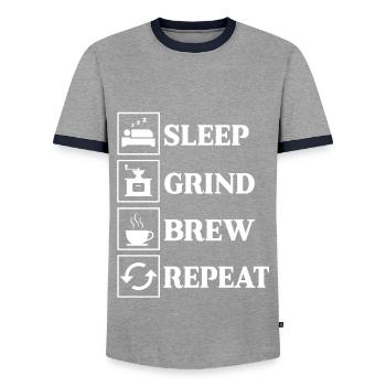 Tolles Manuelles Kaffeemühlen Geschenk - Männer Kontrast-T-Shirt - Grau/Navy  - Vorne - AI Model Female 172 light (172cm) & AI Model Male 178 light (178cm)