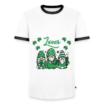 Infirmière autorisée Saint-Patrick - T-shirt contrasté Homme - blanc/noir - Devant - AI Model Female 172 light (172cm) & AI Model Male 178 dark (178cm)