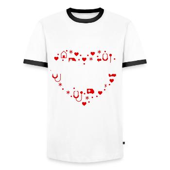 Medical-surgical nurse heart - Men's Ringer Shirt - white/black - Front - AI Model Female 172 light (172cm) & AI Model Male 178 dark (178cm)