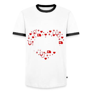 Schönes Krankenschwester Administrator Herz - Männer Kontrast-T-Shirt - Weiß/Schwarz - Vorne - AI Model Female 172 light (172cm) & AI Model Male 178 dark (178cm)