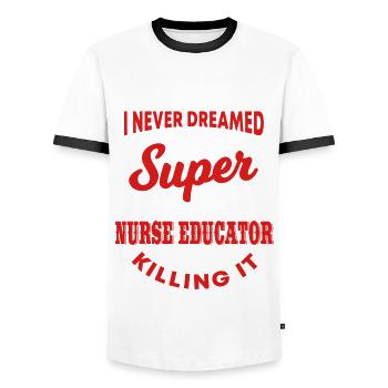 Nurse Instructor Humor - Men's Ringer Shirt - white/black - Front - AI Model Female 172 light (172cm) & AI Model Male 178 dark (178cm)