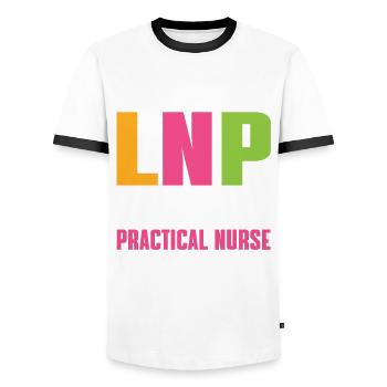 Licensed Practical Nurse - Men's Ringer Shirt - white/black - Front - AI Model Female 172 light (172cm) & AI Model Male 178 dark (178cm)