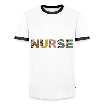 Licensed Practical Nurse Gift - Men's Ringer Shirt - white/black - Front - AI Model Female 172 light (172cm) & AI Model Male 178 dark (178cm)
