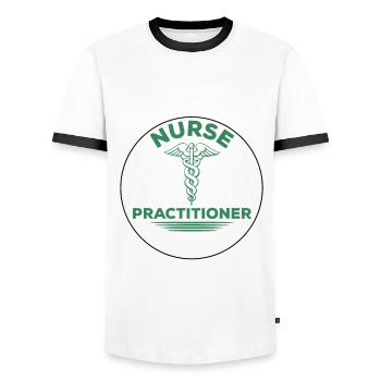 Infirmière en pratique avancée - T-shirt contrasté Homme - blanc/noir - Devant - AI Model Female 172 light (172cm) & AI Model Male 178 dark (178cm)
