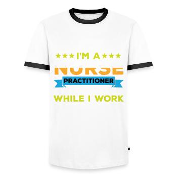 Funny Advanced Practice Nurse Gift - Men's Ringer Shirt - white/black - Front - AI Model Female 172 light (172cm) & AI Model Male 178 dark (178cm)